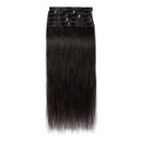 Hairro Clip in Hair Extensions 100% Human Hair Thin Natural Black 24 Inch Long Straight Human Hair Clip on Hairpieces 80g Machine Weft 8pcs 18 Clips for Women