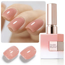 Double Rhythm Translucent Gel Polish Sheer Neutral Natural Light Milky Same Color Same Bottle 15ML Jelly UV Polish Nail Art DIY at Home (Jelly Nude Brown-A1492) Infinity Warehouse