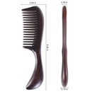 Onedor Handmade 100% Natural Black Sandalwood Hair Combs - Anti-Static Sandalwood Scent Natural Hair Detangler Wooden Comb (Black Sandalwood Wide Tooth) Onedor