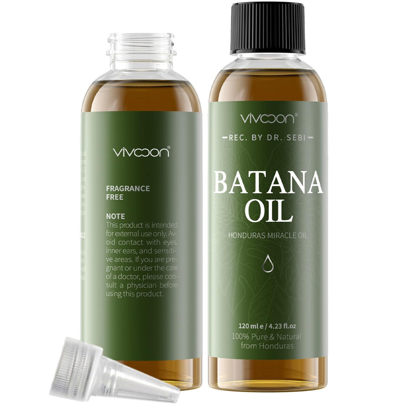 Batana Oil for Hair Growth, 100% Pure & Natural Raw Batana Oil, Dr. Sebi Organic Oil from Honduras, Care for Hair Thickness & Scalp & Skin, 4.23 fl oz, 1 Bottle with 2 Caps Infinity Warehouse
