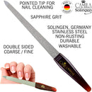 Camila Solingen CS19 Large Professional Sapphire Metal Nail File Pointed for Fingernail and Toenail. Double Sided Coarse Fine for Manicure/Pedicure. Stainless Steel from Solingen Germany (8" 2 Pack) Camila Solingen