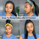 Headband Wig Natural Color Straight Human Hair Wig Scarf Wig Brazilian Remy Human Hair Wig Glueless Machine Made Headband Wig for Black Women 150% Density 20 Inch Borchan