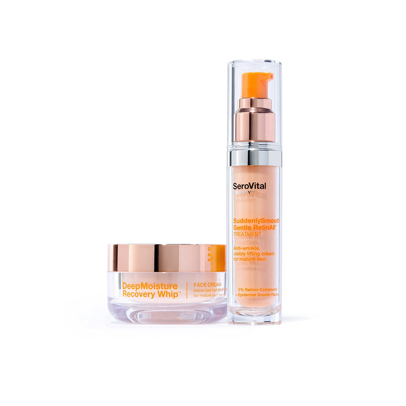 SeroVital Beauty Smooth and Supple Skincare Bundle – SuddenlySmooth Gentle RetinAll + DeepMoisture Recovery Whip – Retinol-Compound Reduces the Look of Wrinkles – Moisturizer for Age Defense Serovital