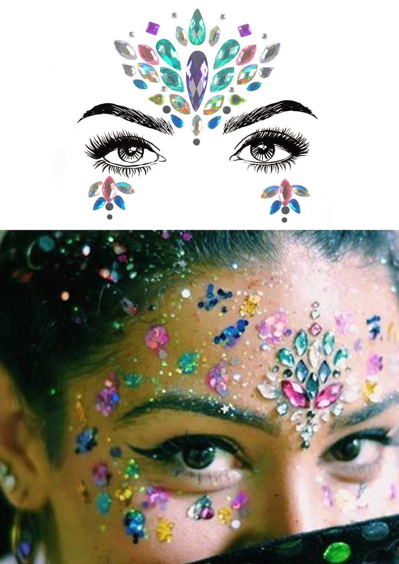 COKOHAPPY 6 Sets Rhinestone Mermaid Face Jewels Tattoo - Body Stickers Crystal Tears Gem Stones Bindi Temporary Stickers (Collection 1) COKOHAPPY