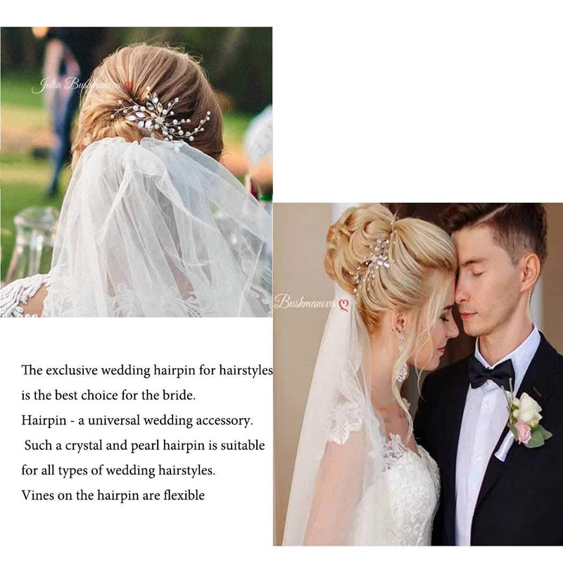 Aukmla Bride Wedding Hair Pins Pearl Beads Headpiece Hair Clip Barrette Decorative Flower Bridal Hair Accessories for Women and Girls Aukmla