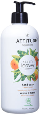 ATTITUDE Super Leaves, Hypoallergenic Hand Soap, Orange Leaves, 16 Fluid Ounce ATTITUDE