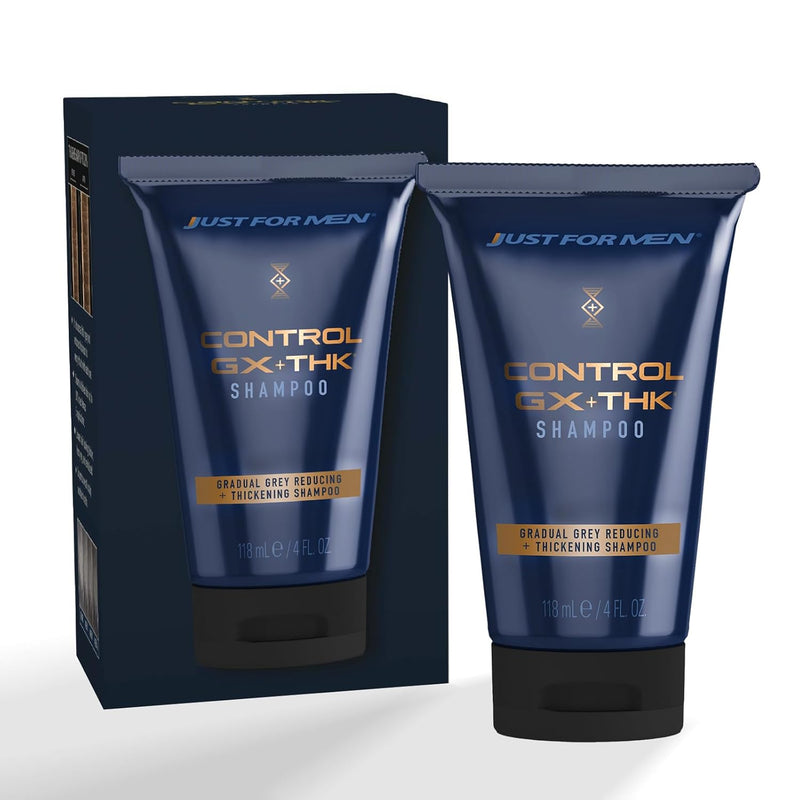 Just for Men Control GX + THK Thickening Shampoo with Grey Reduction, Shampoo for Thinning Hair with Alpha Keratin, Thickens Hair Up to 20%, Works with Every Hair Texture, 4 oz Infinity Warehouse