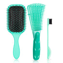Detangler Hair Brush, 2 Pack Detangling Hair Brush with 1 Pack Eyebrow Brush Set for Natural Curly Hair,Thick, Thin, Wet Hair or Dry Hair, Hair Detangler Brush for Women Men Kids-Green Hoofun Store