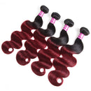 Ombre Burgundy Brazilian Body Wave Hair 4 Bundles 100% Unprocessed Human Hair Bundles T1B/99J Wet and Wavy Human Hair Weave Bundles for Black Women (12"14"16"18") ALISFEEL
