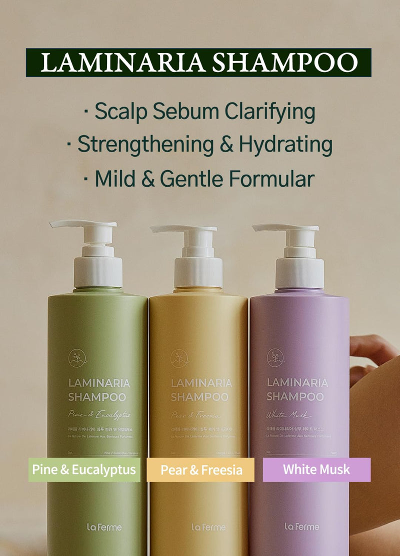 laferme Laminaria Shampoo with Organic Ingredient, Korean Clarifying Shampoo, Hydrating for Dry Hair, Strengthening for Weak Hair, Sulfate & Paraben-Free, for Women & Men, 33.8 FL OZ, Pine Eucalyptus Infinity Warehouse
