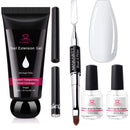 Makartt Poly Nail Gel White 50ML Bundle with Nail Dehydrator and Nail Primer Kit, Gel Nail Brush and nail Spatula Dual End Makartt