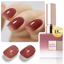 Double Rhythm Translucent Gel Polish Sheer Neutral Natural Light Milky Same Color Same Bottle 15ML Jelly UV Polish Nail Art DIY at Home (Jelly Nude Brown-A1492) Infinity Warehouse