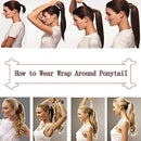 18 Inches Wrap Around Human Hair Ponytail Extensions 100% Remy Human Hair Pony Tails Long Straight Silky With Comb Clip in One Piece Pony Tail Extensions For Women