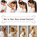 100% Human Hair Ponytail Extensions 18 Inches Wrap Around Human Hair Ponytail With Comb Clip in One Piece Pony Tail Hairpiece Long Straight Silky For Women