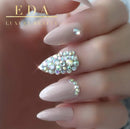 EDA LUXURY BEAUTY NUDE PINK BEIGE 3D LUXE JEWEL DESIGN Full Cover Press On Nails Acrylic Nail Kit Artificial Nail Tips Long False Nails Oval Round Pointed Almond Stiletto Nail Art Fashion Fake Nails EDA LUXURY BEAUTY