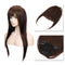 Clip in Bangs Remy Human Hair Extensions for Women One Piece Soft Thick Straight Hairpiece with Temple 3 Clips Accessories Full Neat Fringe 7"/18cm-Dark Brown