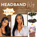 Straight Headband Wig for Women Black 22 Inch Long Straight Headband Wig Premium Synthetic Headband Wig Natural Glueless None Lace Front Wigs with Headbands & Wig Caps( Black) Angels Beauty