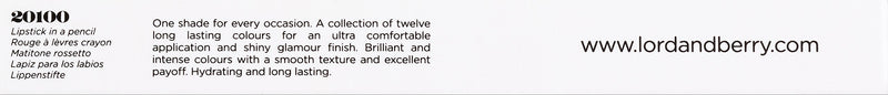 Lord & Berry 20100 Shining Crayon Lipstick, Moisturizing Jumbo Lipstick With Long Lasting Intense Color Payoff, Intimacy Lord&Berry