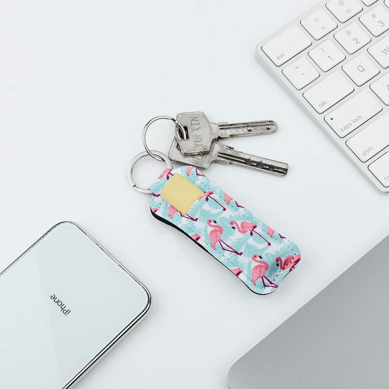 Beautyflier Clip-on Sleeve Chapstick Pouch Keychain Lipstick Holder Elastic Lip Balm Holder Travel Accessories (Style G(5PCS)) Beautyflier