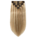 S-noilite Clip in Hair Extensions Human Hair Balayage 100% Real Human Hair Thick Double Weft Full Head 8 Pieces/18 Clips Straight Silky (24 Inch - 170g,Light Golden Brown/Bleach Blonde (