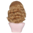 DIFEI Rockabilly Vintage Wig Audrey Hepbum Short Bang Wig Long Finger Wavy Wigs for Women (Dark Golden) DIFEI