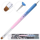 Ivy-L Premium 2 Way French Gel Acrylic Nail Art Kolinsky Brush With Dotting Tool for Professional Manicure Cuticle Clean Up Nail Art Design, Pink Blue Wood Handle (Size 8) Ivy L