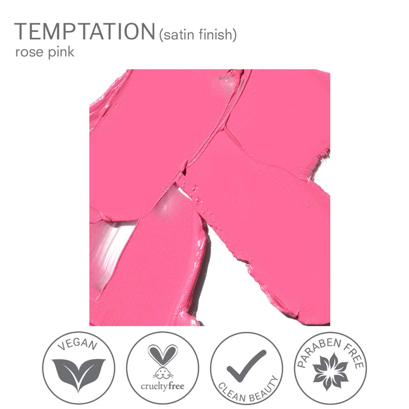 True + Luscious Super Moisture Lipstick - Vegan and Cruelty Free, Non Toxic Formula - 0.12oz, Shade: Temptation True + Luscious