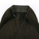 Sassina Real Remy Human Hair Halo Extensions for Full Head, with Invisible Fish Line, Dark Brown