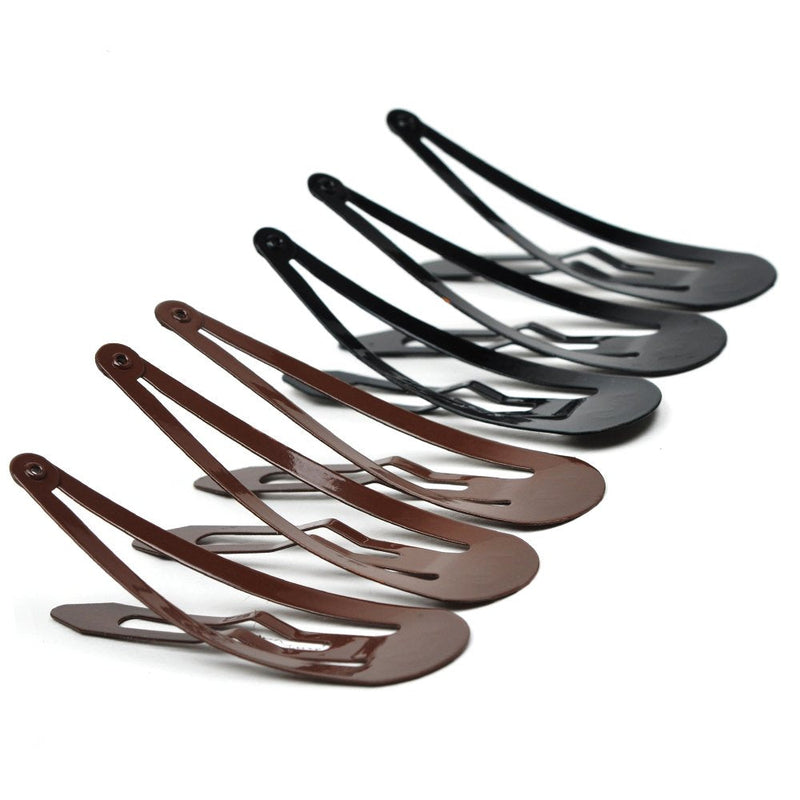 Goody Metal Contour Hair Snap Clips - 6 Count, Black and Brown - Just Snap Into Place - Suitable for All Hair Types - Pain-Free Hair Accessories for Women and Girls - All Day Comfort GOODY