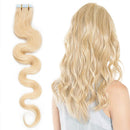 40 PCS Rooted Tape In Hair Extensions Real Human Hair Invisible Seamless Skin Weft Body Wave Highlight Double Side Tape Remy Human Hair Extensions Wavy For Women (24'',100g/40pcs,