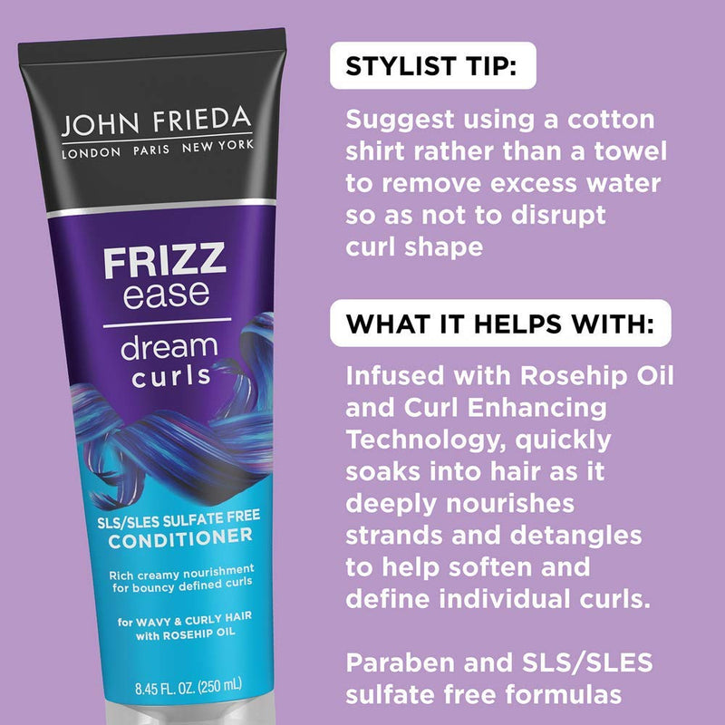John Frieda Frizz Ease Dream Curls Curly Hair Conditioner, SLS/SLES Sulfate-Free , For Natural Curly Hair, 8.45 Fl Oz (2 Pack) John Frieda