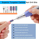 Makartt Nail Drill Bit Set B-25 Tungsten Carbide Diamond Ceramic Acrylic Nail Drill Bits 7Pcs with Safety Nail Drill Bits Tungsten Carbide Drill Bit Cuticle Bundle Makartt