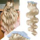 20 Inch Tape in Human Hair Extensions Wavy Thin Hair 100g 40pcs/pack Seamless Skin Weft Glue in Body Wave Human Hairpieces