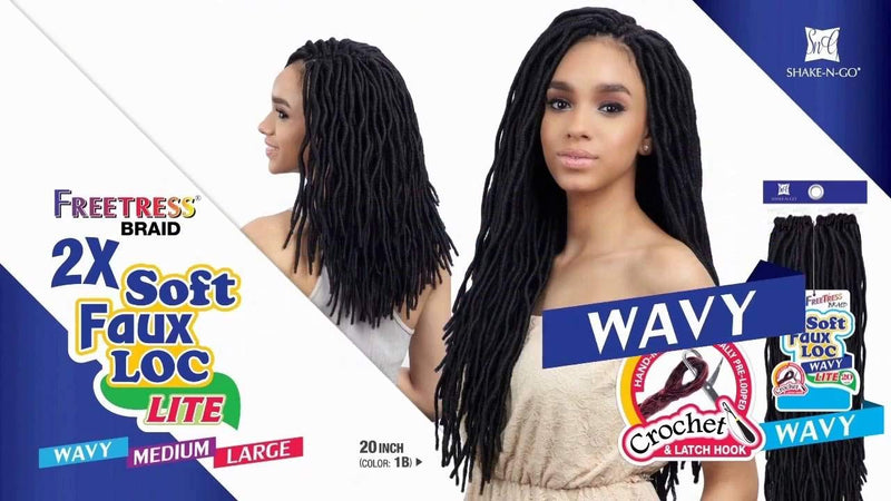 MULTI PACK 2X SOFT WAVY FAUX LOC 20" - Freetress Synthetic Crochet Braid Dread [OT530; 6-Pack] Freetress