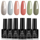 Beetles SOUTHERN BELLE Glitter Nude Gel Polish Set - 6 Colors Coral Green Light Blue Gel Polish Kit Soak off nail Lamp Nail Polish Gel Base and Top Coat Needed Starter Varnish Salon Design Gift Set beetles Gel Polish Store