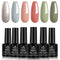 Beetles SOUTHERN BELLE Glitter Nude Gel Polish Set - 6 Colors Coral Green Light Blue Gel Polish Kit Soak off nail Lamp Nail Polish Gel Base and Top Coat Needed Starter Varnish Salon Design Gift Set beetles Gel Polish Store