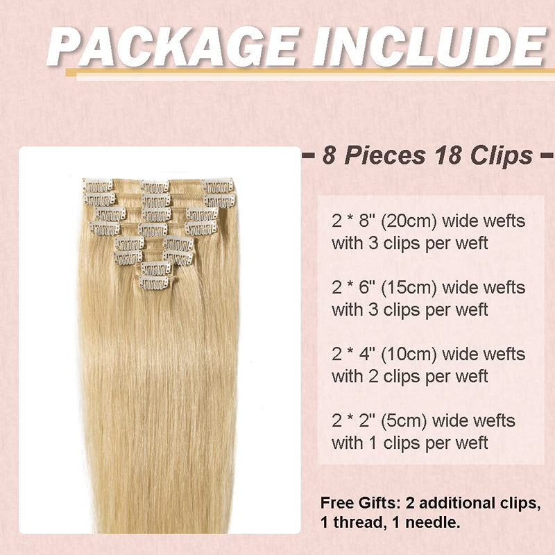 Hairro 100% Real Human Hair Clip in Hair Extensions 14 Inch Long