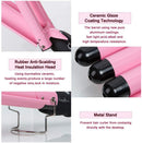 Newlemo 3 Barrel Curling Iron 25mm, 1-Inch Crimper Hair Iron Temperature Adjustable, Hair Crimper Ceramic Tourmaline Fast Heating Curling Wand with Heat Resistant Glove(Pink) Newlemo