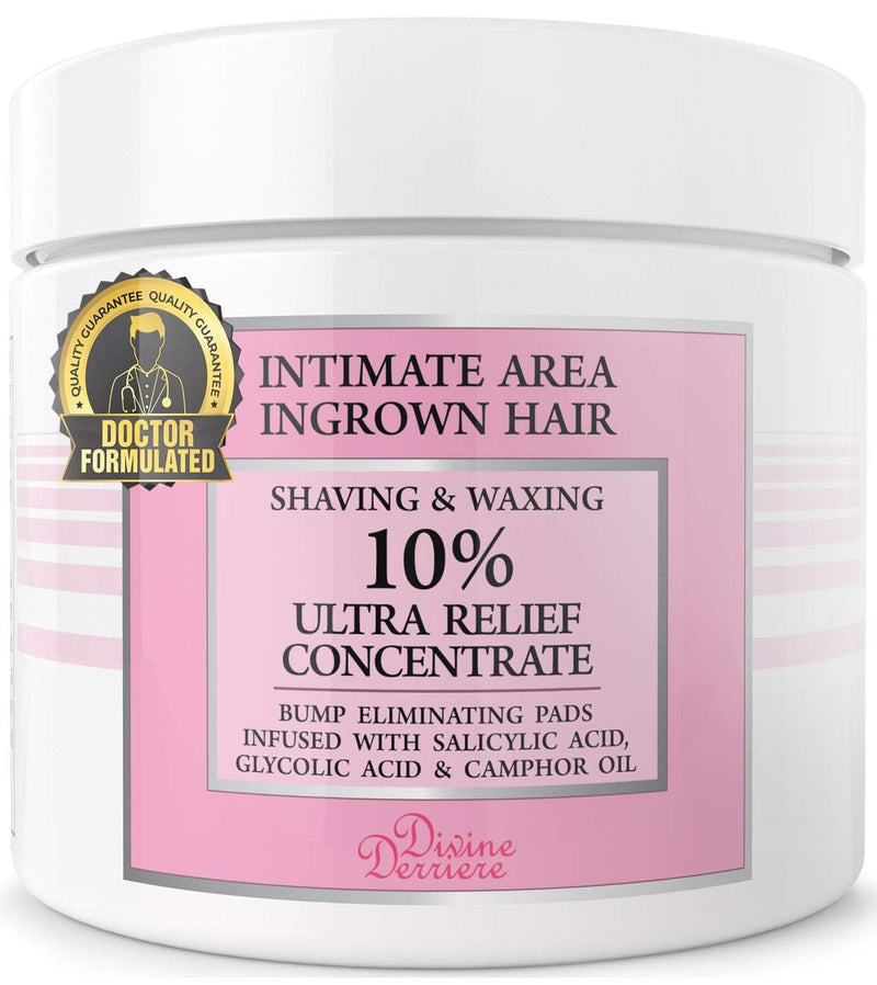 Divine Derriere Ingrown Hair Treatment Pads (Razor Bump Stopper) After Shave Solution to Eliminate Ingrown Hairs and Razor Burns - Ingrown Hair Treatment Pads for Men and Women Divine Derriere