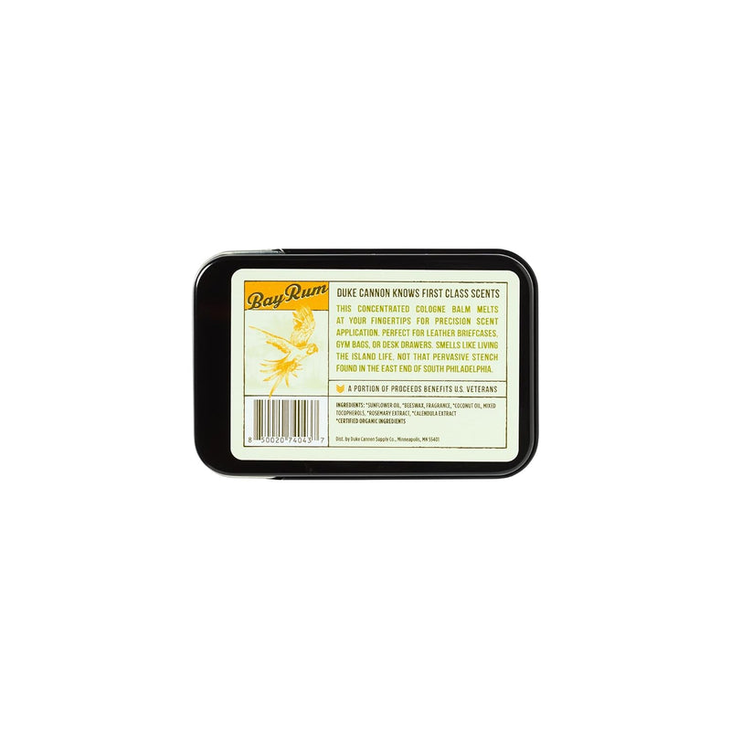 Duke Cannon Supply Co. Solid Cologne for Men Bay Rum (Citrus Musk, Cedarwood, Island Spice) - Concentrated Balm, Travel-Friendly Convenient Tin, 1.5 oz Infinity Warehouse