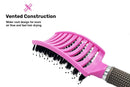 Zabolight Premium Vent Boar Bristle Hair Brush Vented Detangling Oversize Hair Brush for Thick Long Curly Hair, Curved Fast Blow Drying Brush for Women & Men (Pink) Zabolight