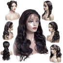 QTHAIR 14A 13x4 Lace Front Human Hair Wigs 16" Brazilian Body Wave Pre Plucked With Baby Hair Body Wave Brazilian Virgin Hair Lace Frontal Wigs for Black Women Natural Black Color QTHAIR Store