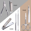 FAMILIFE Manicure Set, 7 in 1 Professional L14 Manicure Pedicure Set Stainless Steel Nail Clipper Set with Noble Portable Gray Travel Case Gift for Women Men FAMILIFE