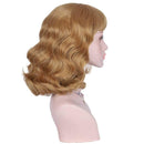 DIFEI Rockabilly Vintage Wig Audrey Hepbum Short Bang Wig Long Finger Wavy Wigs for Women (Dark Golden) DIFEI