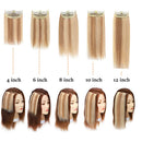 Invisible Clip in Mini Hair Extensions Human Hair Seamless Hairpin Hair Pad Short Straight Hairpieces One Piece Wiglet Hair Filler for Adding Hair Volume 6 Inch Golden Brown mix Bleach Blonde MY-LADY