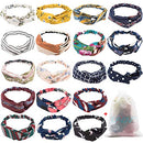 16 Packs Headbands for Women, EAONE Fashion Boho Headbands No Slip Head Bands Criss Cross Twisted Fabric Headwraps Cute Elastic Hair Bands for 90s, 2000s, Girls & Women with Storage Bag, Floral Style EAONE