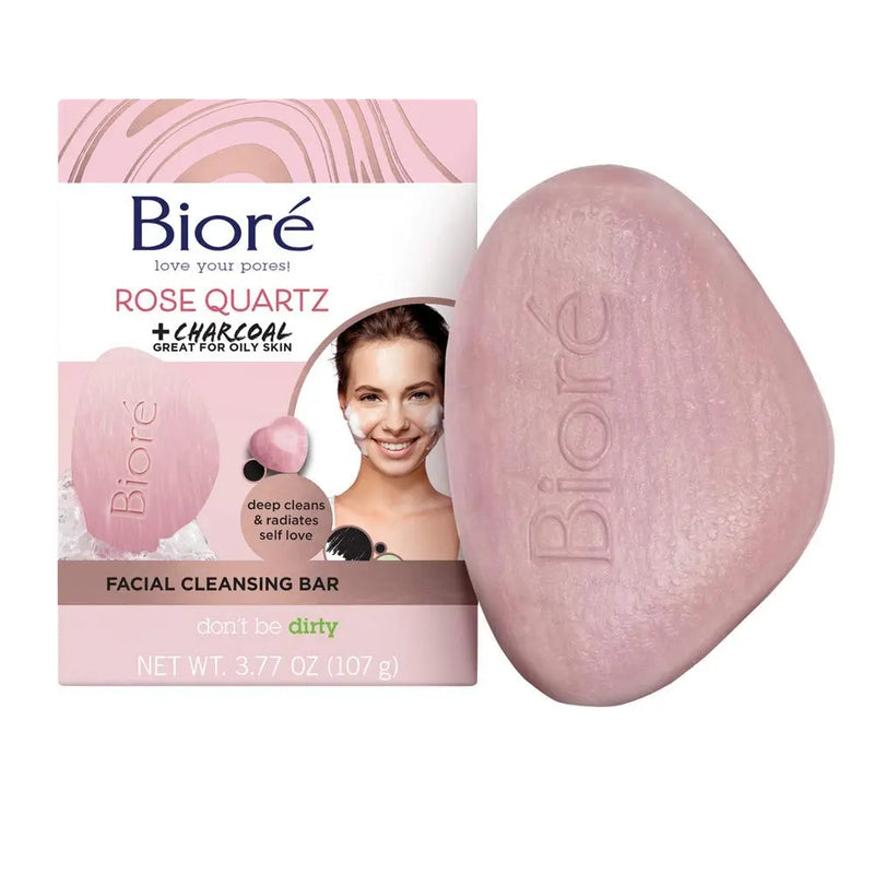 Bioré Quartz Charcoal Facial Cleansing Bar Vegan Friendly Rose Bioré Store