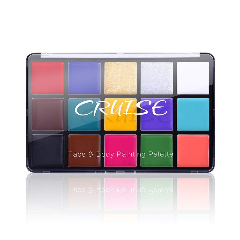 UCANBE Face Body Paint Oil, Professional 15 Colors FX Makeup Palette- Non Toxic Hypoallergenic Safe Facepaint for Halloween, Cosplay Costumes, Parties and Festivals CHARMCODE