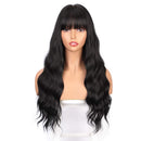 ENTRANCED STYLES Long Black Wig with Bangs Wavy Hair Wigs for Women Heat Resistant Synthetic Wig Natural Looking Realistic Wigs Hair Replacement Wig for Daily Party Cosplay Use ENTRANCED STYLES Store