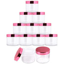 Beauticom 2 oz./ 60 Grams/ 60 ML Thick Wall Round Clear Plastic LEAK-PROOF Jars Container with ROSE GOLD Lids for Cosmetic, Lip Balm, Creams, Lotions, Liquids (12 Jars, Rose Gold) Beauticom
